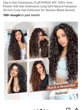 4PC Curly Clip-In Hair Extensions - Black Brown